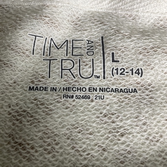 Time and Tru tan Leopard print white trim -pullover sweat shirt- Large - Picture 10 of 14